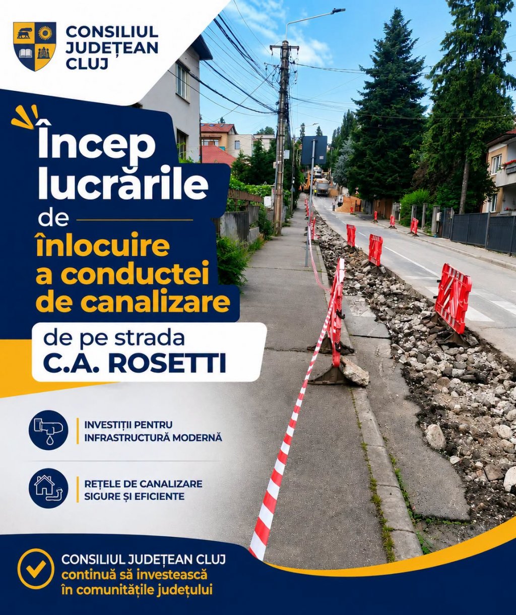 Canalizare nouă pe o stradă din Cluj-Napoca. Circulația este restricționată temporar