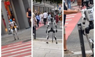 Doar la Cluj! Un robot umanoid, surprins pe străzile din centru. A primit chiar și o înghețată
