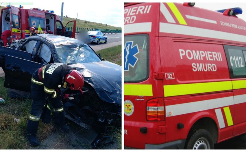 Accident rutier pe Autostrada A3, în Cluj. Un bărbat a fost transportat de urgență la spital