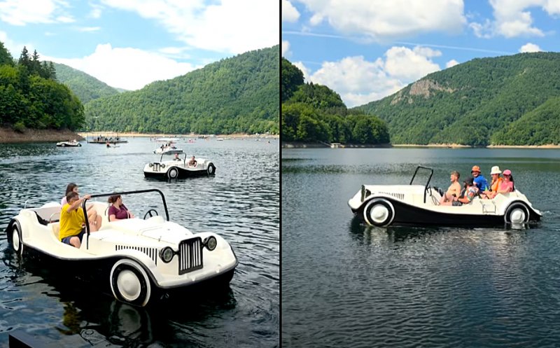 ”Trafic intens” pe Tarnița / Automobilele RETRO fac senzație pe lac