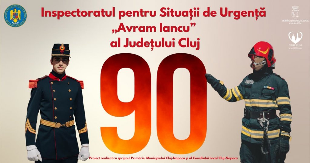 ISU Cluj sărbătorește 90 de ani de la înființarea unității de pompieri militari. Ceremonial și expoziție de tehnică în Parcul Central