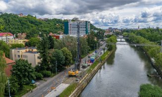 Primele imagini spectaculoase din dronă cu viitorul pod provizoriu peste Someș