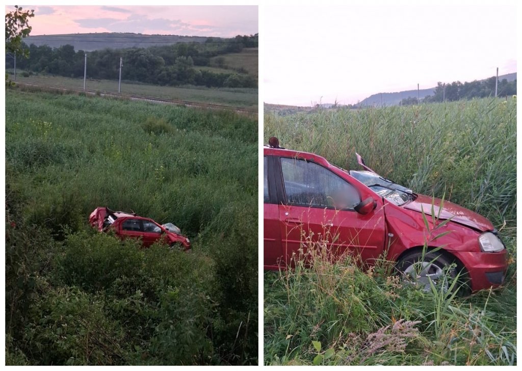Accident pe un drum din Cluj. Un șofer a fost scos din mașină de pompieri și transportat la spital