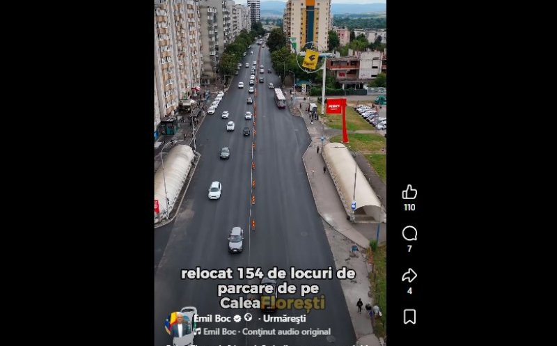 Calea Florești: 6 benzi, 2 dedicate transportului în comun, 154 locuri de parcare relocate