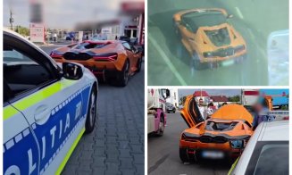 Un Lamborghini din Cluj, „vânat” de elicopterul MAI. Trei depășiri pe linie continuă l-au lăsat pe șofer fără carnet / A primit o amendă uriașă