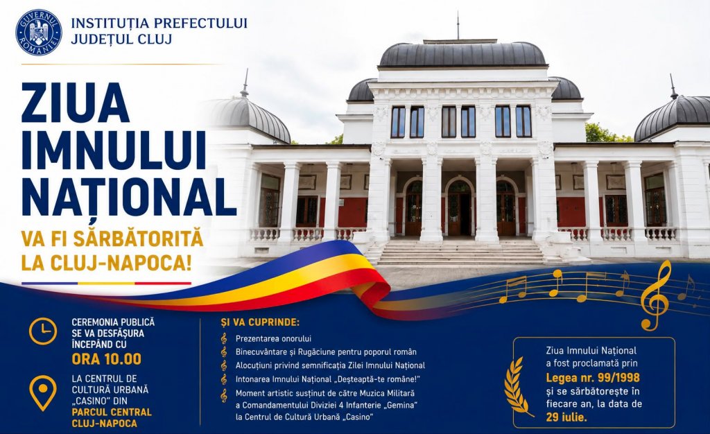 „Deșteaptă-te, române!” răsună la Cluj. Ceremonie specială de Ziua Imnului Național