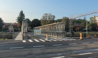 FOTO. Așa arată noul pod provizoriu construit pentru a menține legătura peste Someș până se reface vechiul Garibaldi
