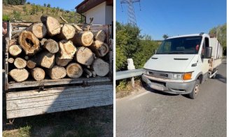 Transport de lemne fără acte, depistat în Cluj. Șoferul a primit o amendă uriașă