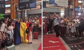 Sărbătoare la terminalul sosiri de pe aeroportul din Cluj-Napoca