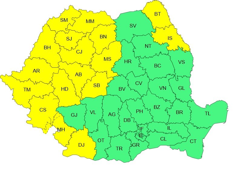 Clujul și alte 16 județe din Rom&acirc;nia, sub cod galben de caniculă pentru ziua de luni