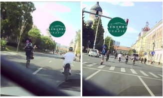 Șoferii din Cluj, puși în pericol de un grup de adolescenți pe motociclete offroad și trotinete. Slalom printre mașini și mers pe o roată