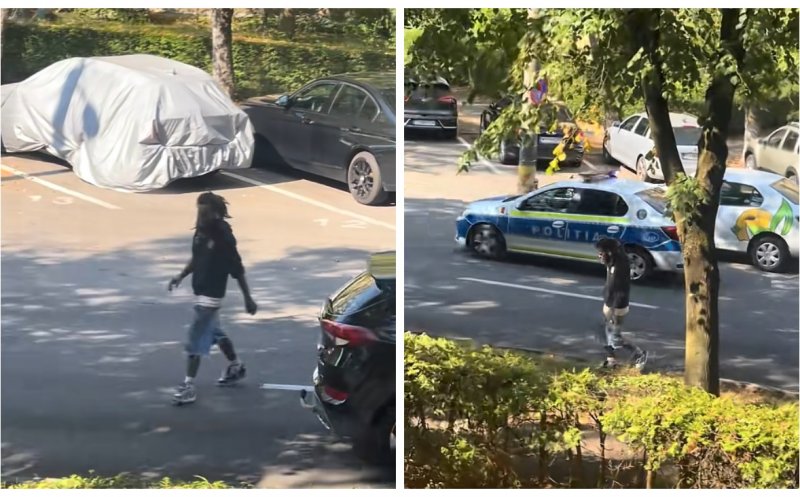 Scene bizare în Cluj cu un tânăr cu fața acoperită de tatuaje: gesticula ciudat pe carosabil, apoi a devenit recalcitrant când a apărut Poliția