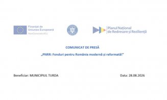 Comunicat de presă: Finalizare activități implementare proiect UAT Municipiul Turda, Județul Cluj, anunță finalizarea activităților pentru implementarea proiectului „Renovarea energetică a clădirilor rezidențiale multifamiliale din municipiul Turda – Lot