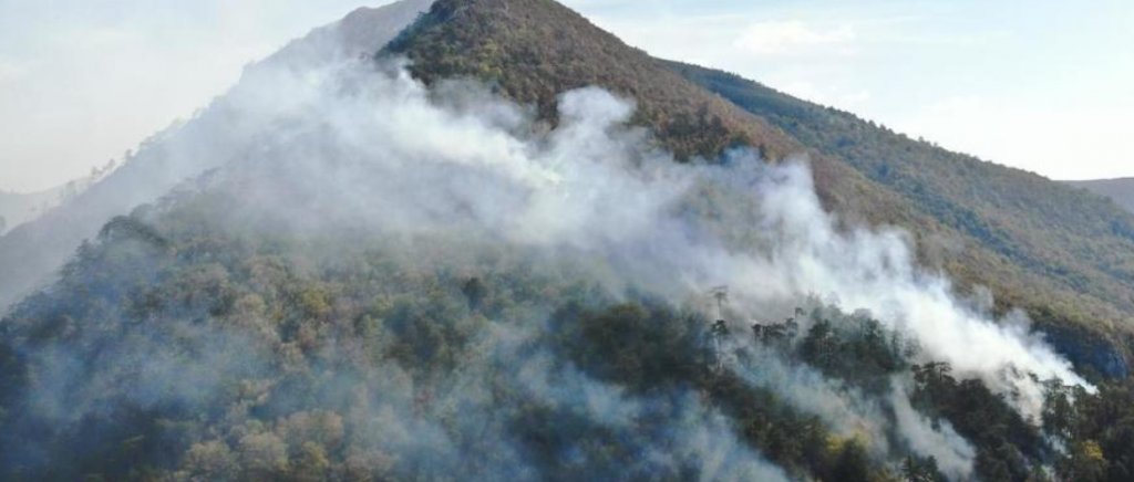 Sute de pompieri, silvicultori şi piloţi de elicoptere luptă cu incendiile de pădure din apropierea staţiunilor Băile Herculane şi Băile Olăneşti