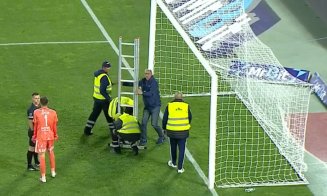 Așa ceva, mai rar în Superliga! De ce au intrat cu scara pe teren în partida cu 7 goluri ”U” Cluj - Rapid de pe Cluj Arena