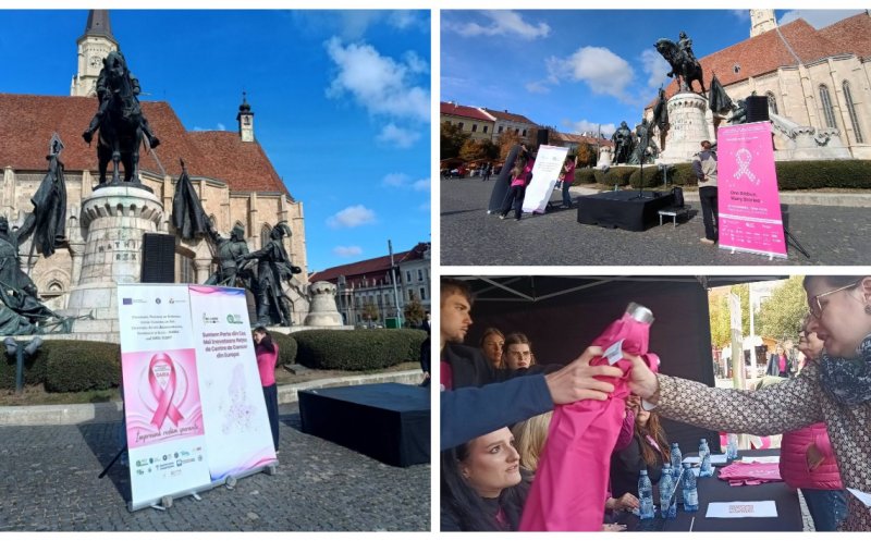 Eveniment în premieră în România, la Cluj-Napoca: 300 de oameni au format o panglică umană împotriva cancerului, în Piața Unirii. "Nimeni nu trebuie lăsat singur în fața acestei boli!”