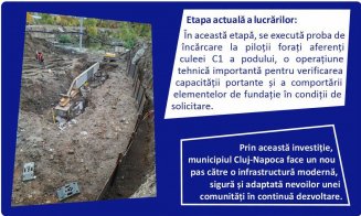 Se testează fundația noului pod peste Someș, pe strada Fabricii de Zahăr din Cluj. Lucrările costă peste 56 de milioane de lei